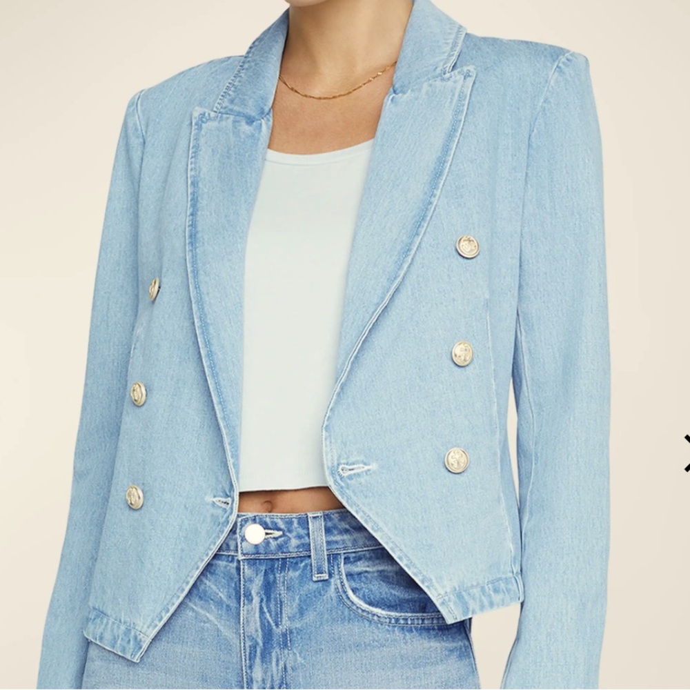 L’Agence XS Robbie cropped nautical button jacket